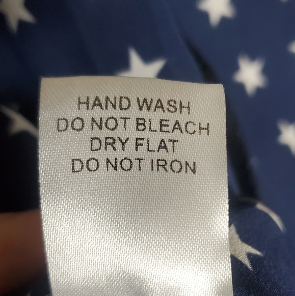 Lumiere Blue/White Patriotic Stars Cold Shoulder Long Sleeve Blouse Size Large - Picture 9 of 12